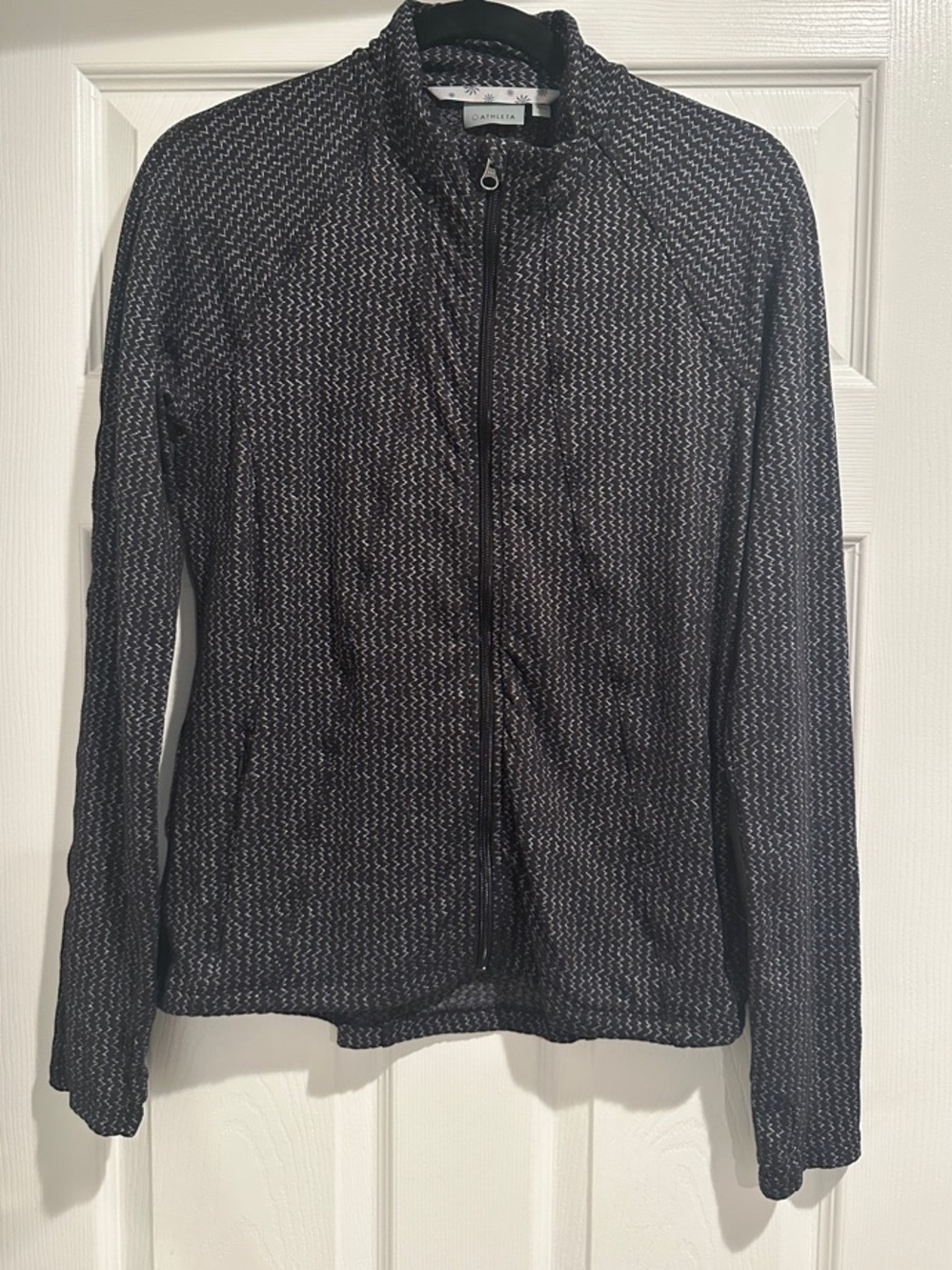 Athleta Black & Charcoal Heathered Full-Zip Jacket